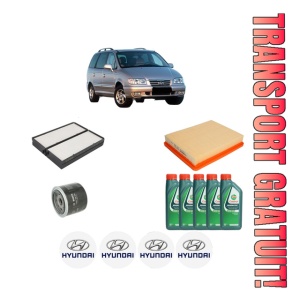 Set Pachet filtre revizie Bosch, 5 litrii ulei Castrol 10W40 HYUNDAI HIGHWAY VAN 2.0 16V din 2000-2004, 4x Stickere auto cu HYUNDAI