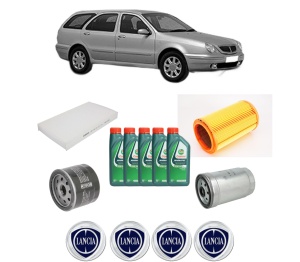 Set Pachet filtre revizie Bosch, 5 litrii ulei Castrol 10W40 LANCIA LYBRA SW (839_) 1.9 JTD (839BXI1A) din 2000-2001, 4x Stickere auto cu LANCIA - Img 2
