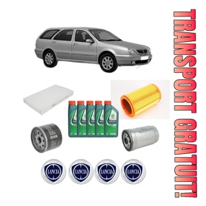 Set Pachet filtre revizie Bosch, 5 litrii ulei Castrol 10W40 LANCIA LYBRA SW (839_) 1.9 JTD (839BXI1A) din 2000-2001, 4x Stickere auto cu LANCIA