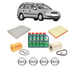 Set Pachet filtre revizie Bosch, 5 litrii ulei Castrol 10W40 OPEL ASTRA G Estate (T98) 1.7 CDTI (F35) din 2003-2004, 4x Stickere auto cu OPEL - Img 2
