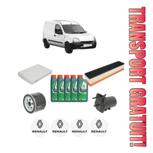 Set Pachet filtre revizie Bosch, 5 litrii ulei Castrol 10W40 RENAULT KANGOO Express (FC0/1_) 1.5 dCi din 2005, 4x Stickere auto cu RENAULT