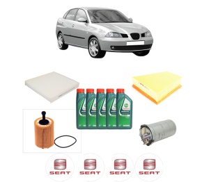 Set Pachet filtre revizie Bosch, 5 litrii ulei Castrol 10W40 SEAT CORDOBA (6L2) 1.9 SDI din 2002-2009, 4x Stickere auto cu SEAT - Img 2