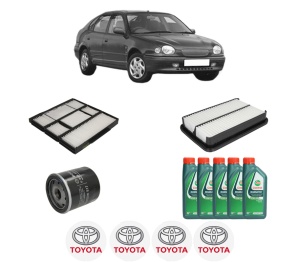 Set Pachet filtre revizie Bosch, 5 litrii ulei Castrol 10W40 TOYOTA COROLLA Liftback (_E11_) 1.6 (ZZE112_, ZZE112R) din 2000-2002, 4x Stickere auto cu TOYOTA - Img 2