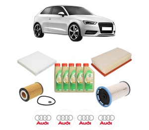 Set Pachet filtre revizie Bosch, 5 litrii ulei Castrol 5W30 AUDI A3 (8V1, 8VK) 1.6 TDI din 2012-2015, 4x Stickere auto cu AUDI - Img 2
