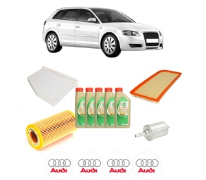 Set Pachet filtre revizie Bosch, 5 litrii ulei Castrol 5W30 AUDI A3 Sportback (8PA) S3 quattro din 2008-2013, 4x Stickere auto cu AUDI - Img 2