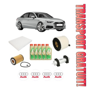 Set Pachet filtre revizie Bosch, 5 litrii ulei Castrol 5W30 AUDI A5 Sportback (F5A, F5F) 2.0 TDI quattro din 2016, 4x Stickere auto cu AUDI