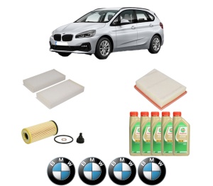 Set Pachet filtre revizie Bosch, 5 litrii ulei Castrol 5W30 BMW Seria 2 Active Tourer (F45) 216 i din 2015-2018, 4x Stickere auto cu BMW - Img 2