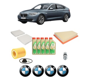 Set Pachet filtre revizie Bosch, 5 litrii ulei Castrol 5W30 BMW Seria 5 Gran Turismo (F07) 528 i din 2013-2017, 4x Stickere auto cu BMW - Img 2