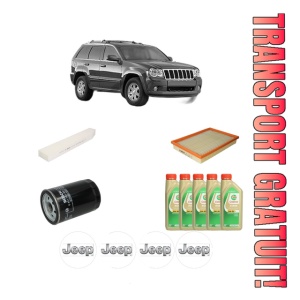 Set Pachet filtre revizie Bosch, 5 litrii ulei Castrol 5W30 JEEP GRAND CHEROKEE III (WH, WK) 3.7 V6 din 2004-2010, 4x Stickere auto cu JEEP