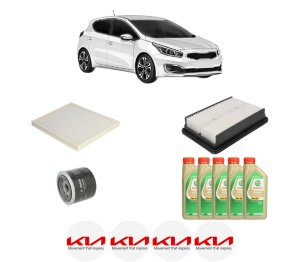 Set Pachet filtre revizie Bosch, 5 litrii ulei Castrol 5W30 KIA CEED (CD) 1.6 T-GDI GT din 2018, 4x Stickere auto cu KIA - Img 2