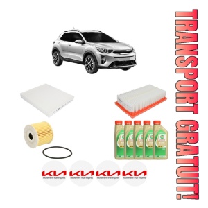 Set Pachet filtre revizie Bosch, 5 litrii ulei Castrol 5W30 KIA STONIC Hatchback Van (YB) 1.6 CRDi din 2018, 4x Stickere auto cu KIA