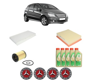 Set Pachet filtre revizie Bosch, 5 litrii ulei Castrol 5W30 MERCEDES-BENZ B-CLASS Sports Tourer (W245) B 150 (245.231) din 2005-2011, 4x Stickere auto cu MERCEDES-BENZ - Img 2