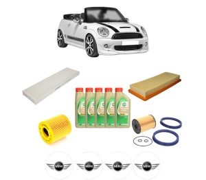Set Pachet filtre revizie Bosch, 5 litrii ulei Castrol 5W30 MINI MINI Convertible (R57) Cooper S din 2008-2010, 4x Stickere auto cu MINI - Img 2