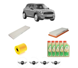 Set Pachet filtre revizie Bosch, 5 litrii ulei Castrol 5W30 MINI MINI COUNTRYMAN (R60) Cooper ALL4 din 2012-2016, 4x Stickere auto cu MINI - Img 2