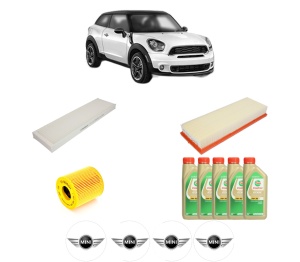 Set Pachet filtre revizie Bosch, 5 litrii ulei Castrol 5W30 MINI MINI PACEMAN (R61) Cooper ALL4 din 2012-2016, 4x Stickere auto cu MINI - Img 2