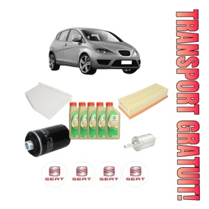 Set Pachet filtre revizie Bosch, 5 litrii ulei Castrol 5W30 SEAT ALTEA (5P1) 1.8 TFSI din 2007-2015, 4x Stickere auto cu SEAT