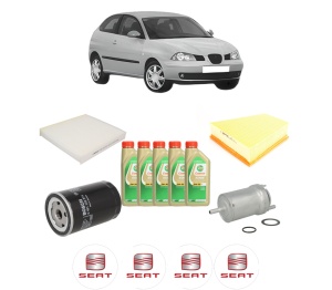 Set Pachet filtre revizie Bosch, 5 litrii ulei Castrol 5W30 SEAT IBIZA III (6L1) 1.8 T FR din 2003-2008, 4x Stickere auto cu SEAT - Img 2