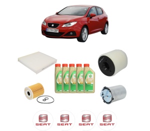 Set Pachet filtre revizie Bosch, 5 litrii ulei Castrol 5W30 SEAT IBIZA IV Hatchback Van (6J1) 1.2 TDI din 2010-2015, 4x Stickere auto cu SEAT - Img 2