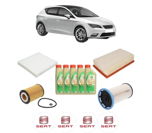 Set Pachet filtre revizie Bosch, 5 litrii ulei Castrol 5W30 SEAT LEON (5F1) 1.6 TDI din 2013-2020, 4x Stickere auto cu SEAT - Img 2