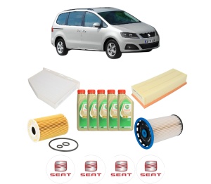 Set Pachet filtre revizie Bosch, 5 litrii ulei Castrol 5W30 SEAT ALHAMBRA (710, 711) 2.0 TDI 4Drive din 2011-2015, 4x Stickere auto cu SEAT - Img 2