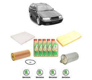 Set Pachet filtre revizie Bosch, 5 litrii ulei Castrol 5W30 SKODA Octavia I Estate Van (1U5) 1.9 TDI din 2000-2010, 4x Stickere auto cu SKODA - Img 2