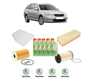 Set Pachet filtre revizie Bosch, 5 litrii ulei Castrol 5W30 SKODA Octavia II Combi (1Z5) 1.6 TDI din 2009-2013, 4x Stickere auto cu SKODA - Img 2