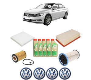 Set Pachet filtre revizie Bosch, 5 litrii ulei Castrol 5W30 Volkswagen PASSAT B8 (3G2, CB2) 2.0 TDI din 2015-2016, 4x Stickere auto cu Volkswagen - Img 2