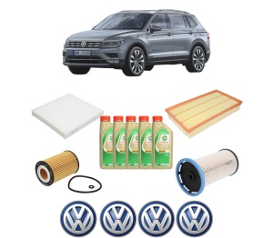 Set Pachet filtre revizie Bosch, 5 litrii ulei Castrol 5W30 Volkswagen TIGUAN ALLSPACE (BW2, BJ2) 2.0 TDI 4motion din 2017-2020, 4x Stickere auto cu Volkswagen - Img 2