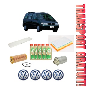 Set Pachet filtre revizie Bosch, 5 litrii ulei Castrol 5W30 Volkswagen SHARAN VAN (7M_) 1.9 TDI (7M6, 7M9) din 2000-2010, 4x Stickere auto cu Volkswagen
