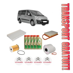 Set Pachet filtre revizie Bosch, 5 litrii ulei Castrol 5W40 CITROEN JUMPY II (VF7) 1.6 HDi 90 8V din 2007-2016, 4x Stickere auto cu CITROEN