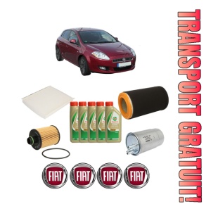 Set Pachet filtre revizie Bosch, 5 litrii ulei Castrol 5W40 FIAT BRAVO II (198_) 2.0 D Multijet (198AXN1B) din 2008-2014, 4x Stickere auto cu FIAT