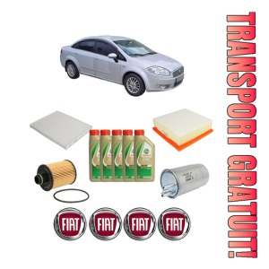 Set Pachet filtre revizie Bosch, 5 litrii ulei Castrol 5W40 FIAT LINEA (323_, 110_) 1.6 D Multijet din 2009, 4x Stickere auto cu FIAT