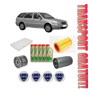 Set Pachet filtre revizie Bosch, 5 litrii ulei Castrol 5W40 LANCIA LYBRA SW (839_) 1.9 JTD (839.BXI1A, 839.BXN1A, 839.CXL1A) din 2001-2005, 4x Stickere auto cu LANCIA