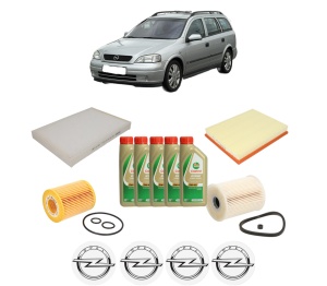 Set Pachet filtre revizie Bosch, 5 litrii ulei Castrol 5W40 OPEL ASTRA G CLASSIC Caravan (F35) 1.7 CDTI din 2004-2009, 4x Stickere auto cu OPEL - Img 2