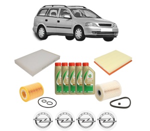 Set Pachet filtre revizie Bosch, 5 litrii ulei Castrol 5W40 OPEL ASTRA G Estate (T98) 1.7 DTI 16V (F35) din 2000-2004, 4x Stickere auto cu OPEL - Img 2