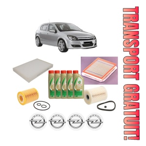 Set Pachet filtre revizie Bosch, 5 litrii ulei Castrol 5W40 OPEL ASTRA H (A04) 1.7 CDTI (L48) din 2004-2010, 4x Stickere auto cu OPEL