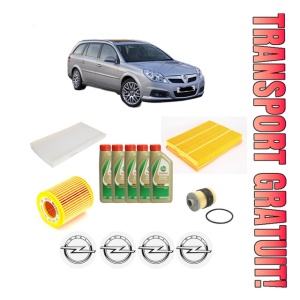 Set Pachet filtre revizie Bosch, 5 litrii ulei Castrol 5W40 OPEL VECTRA C Estate (Z02) 1.9 CDTI (F35) din 2004-2009, 4x Stickere auto cu OPEL