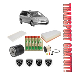 Set Pachet filtre revizie Bosch, 5 litrii ulei Castrol 5W40 PEUGEOT 807 (EB_) 2.0 HDi din 2004, 4x Stickere auto cu PEUGEOT