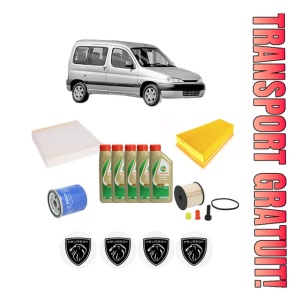 Set Pachet filtre revizie Bosch, 5 litrii ulei Castrol 5W40 PEUGEOT PARTNER MPV (5_, G_) 2.0 HDI din 2000-2008, 4x Stickere auto cu PEUGEOT