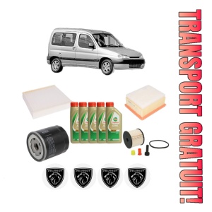 Set Pachet filtre revizie Bosch, 5 litrii ulei Castrol 5W40 PEUGEOT PARTNER MPV (5_, G_) 2.0 HDi 4x4 din 2004-2005, 4x Stickere auto cu PEUGEOT