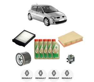 Set Pachet filtre revizie Bosch, 5 litrii ulei Castrol 5W40 RENAULT MEGANE II (BM0/1_, CM0/1_) 1.5 dCi (BM1F, CM1F) din 2005-2008, 4x Stickere auto cu RENAULT - Img 2