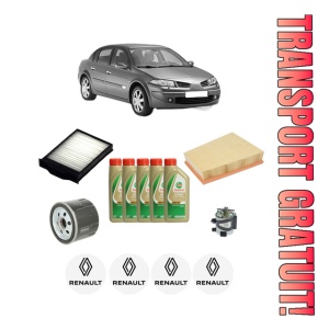 Set Pachet filtre revizie Bosch, 5 litrii ulei Castrol 5W40 RENAULT MEGANE II Saloon (LM0/1_) 1.5 dCi (LM1F) din 2005-2010, 4x Stickere auto cu RENAULT - Img 1