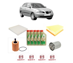 Set Pachet filtre revizie Bosch, 5 litrii ulei Castrol 5W40 SEAT CORDOBA (6L2) 1.4 TDI din 2005-2009, 4x Stickere auto cu SEAT - Img 2
