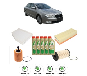 Set Pachet filtre revizie Bosch, 5 litrii ulei Castrol 5W40 SKODA SUPERB II (3T4) 2.0 TDI 16V din 2009-2015, 4x Stickere auto cu SKODA - Img 2