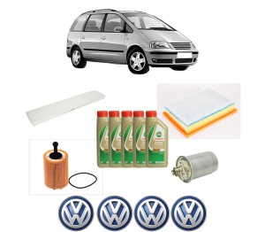 Set Pachet filtre revizie Bosch, 5 litrii ulei Castrol 5W40 Volkswagen SHARAN (7M8, 7M9, 7M6) 1.9 TDI din 2002-2010, 4x Stickere auto cu Volkswagen - Img 2