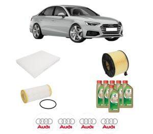 Set Pachet filtre revizie Bosch, 6 litrii ulei Castrol 0W20 AUDI A5 Sportback (F5A, F5F) 2.0 TFSI g-tron din 2017-2020, 4x Stickere auto cu AUDI - Img 2