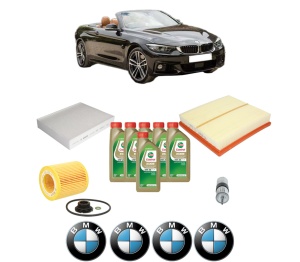 Set Pachet filtre revizie Bosch, 6 litrii ulei Castrol 0W20 BMW Seria 4 Convertible (F33, F83) 428 i xDrive din 2014-2016, 4x Stickere auto cu BMW - Img 2