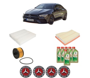 Set Pachet filtre revizie Bosch, 6 litrii ulei Castrol 0W20 MERCEDES-BENZ CLA (C118) CLA 180 (118.384) din 2019, 4x Stickere auto cu MERCEDES-BENZ - Img 2