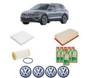 Set Pachet filtre revizie Bosch, 6 litrii ulei Castrol 0W20 Volkswagen TIGUAN ALLSPACE (BW2, BJ2) 2.0 TSI 4motion din 2017, 4x Stickere auto cu Volkswagen - Img 2