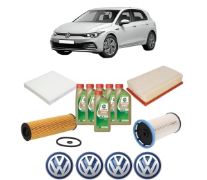 Set Pachet filtre revizie Bosch, 6 litrii ulei Castrol 0W20 Volkswagen GOLF VIII (CD1, DA1) 2.0 TDI din 2019, 4x Stickere auto cu Volkswagen - Img 2